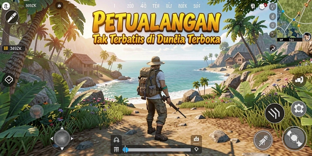 Tampilan gameplay 369ZK menawarkan petualangan yang mendebarkan di dunia terbuka.