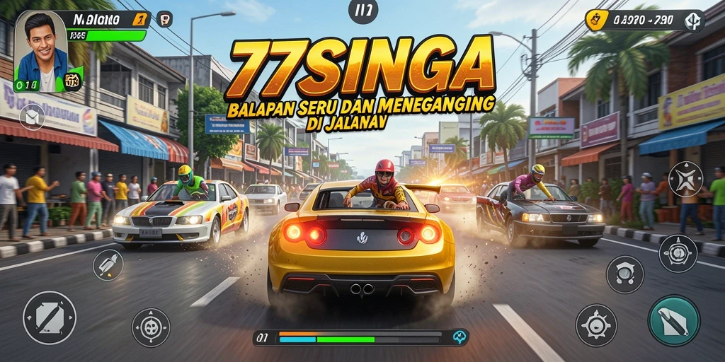 Tampilan menarik dari gameplay balapan seru di 77SINGA.