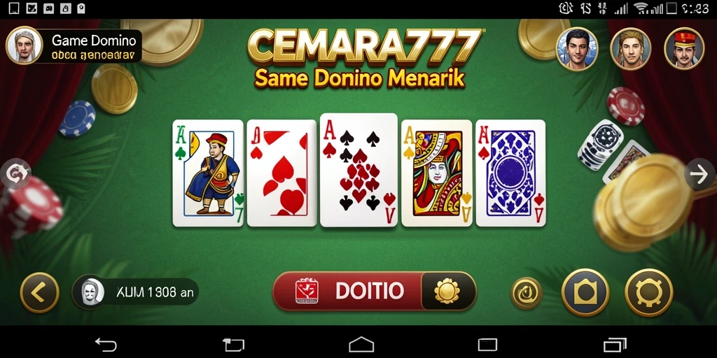 Tampilan gameplay seru dalam CEMARA777 yang menampilkan Domino.