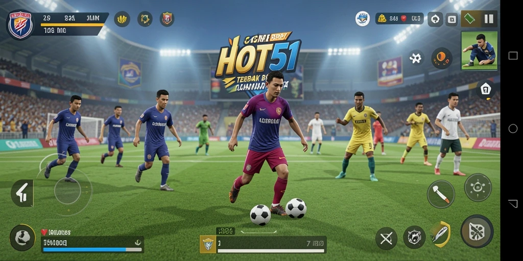 Gameplay seru dan menarik di HOT51 dengan pertandingan sepak bola yang mendebarkan.