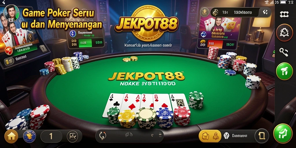 Tampilan gameplay seru dari JEKPOT88 yang menampilkan poker.