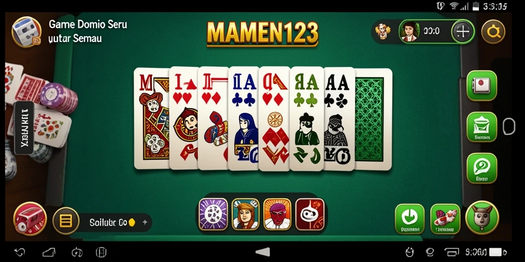 Screenshot utama MAMEN123 menampilkan gameplay Domino yang seru dan interaktif.