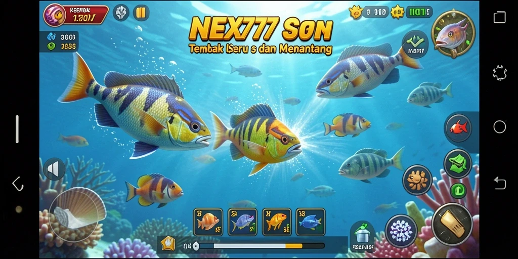 Gameplay seru NEX777 menangkap berbagai ikan di laut.