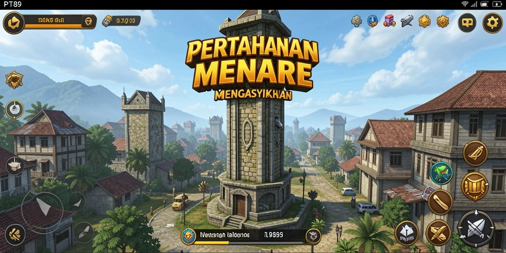 Screenshot PT89 menunjukkan aksi seru gameplay Tower Defense.