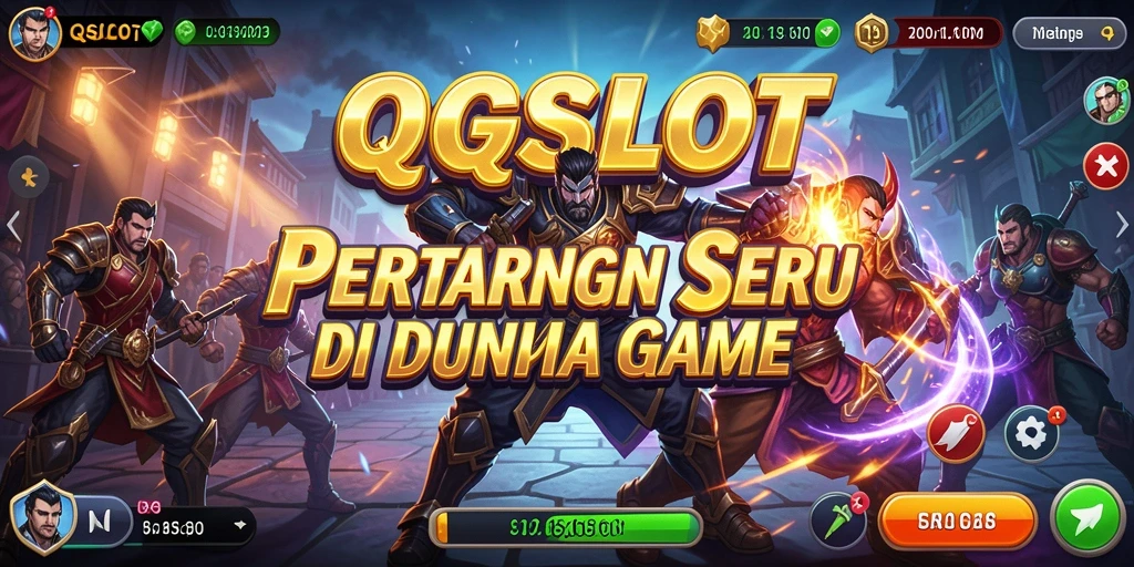 Screenshot QQSLOT menampilkan pertarungan intens antar karakter yang mengesankan.