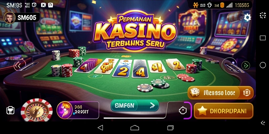Screenshot gameplay SM605 menampilkan pengalaman Kasino yang menarik.
