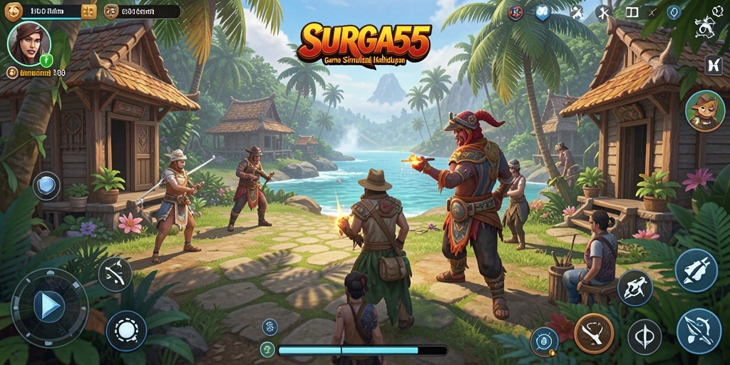 Tangkapan layar SURGA55 menunjukkan gameplay simulasi kehidupan yang menyenangkan.