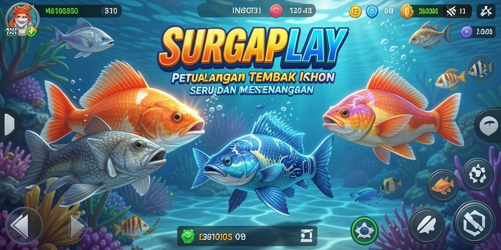 Screenshot gameplay tanpa henti dari SURGAPLAY Tembak Ikan.