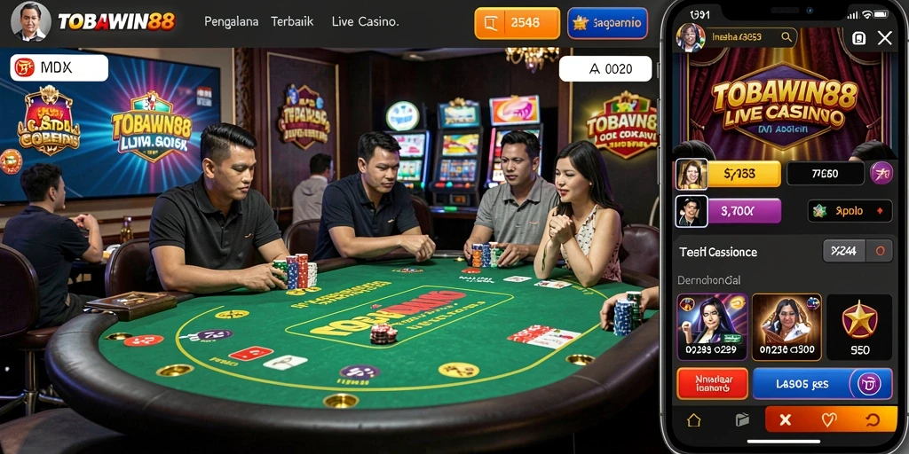 Screenshot TOBAWIN88 menampilkan dealer live dan gameplay yang menarik.